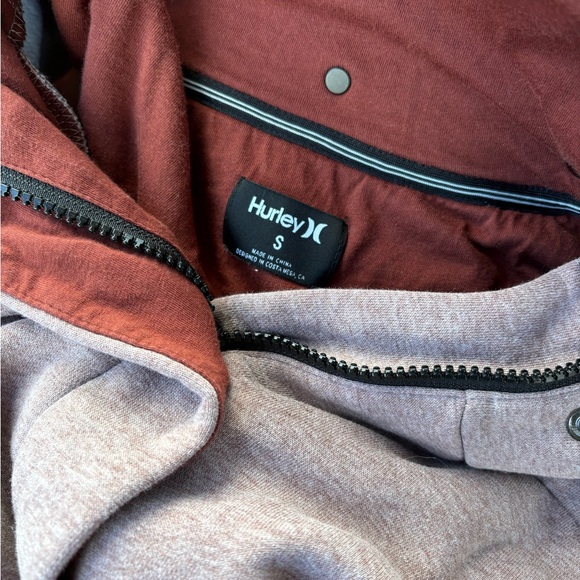 Hurley Light Rust Colored Full Zip Hooded Sweatshirt Material Jacket - Picture 5 of 5